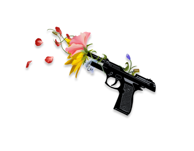 image of gun and flower