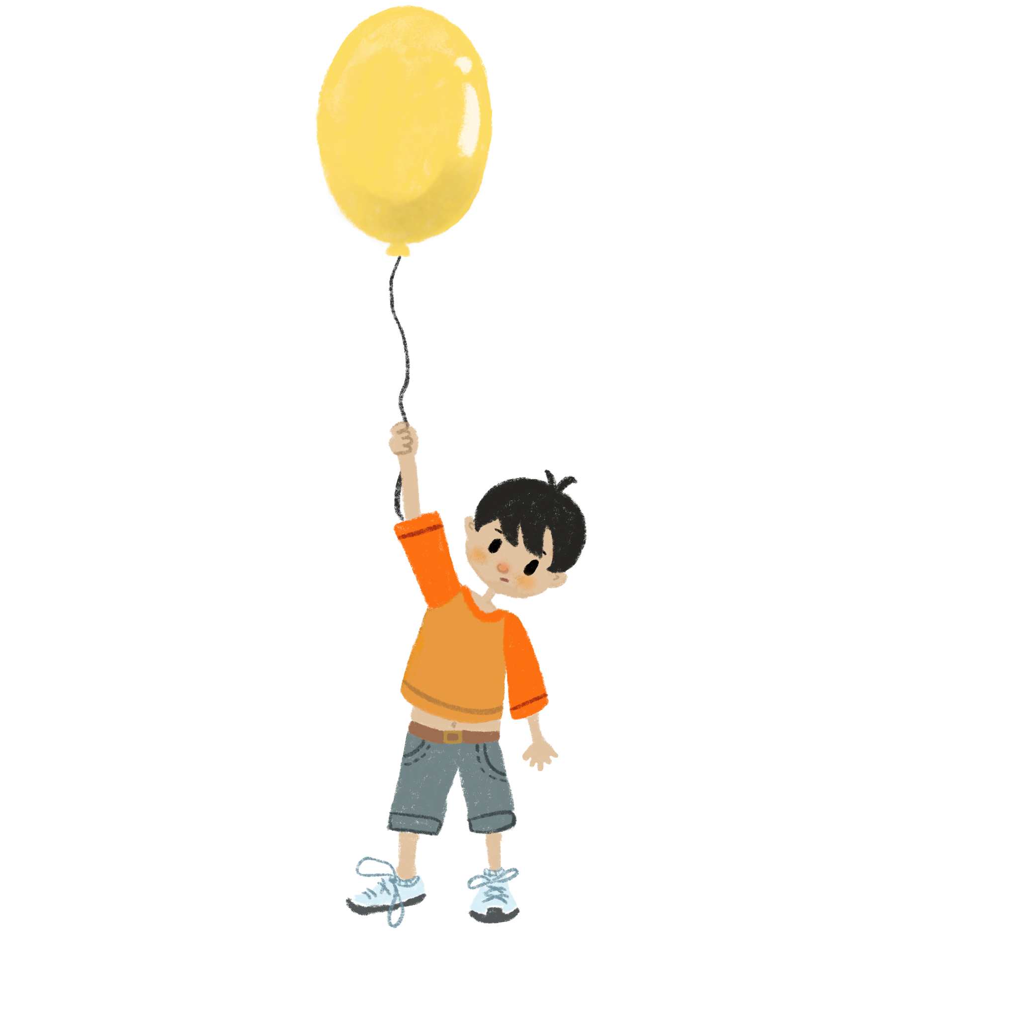 kid floating with a balloon